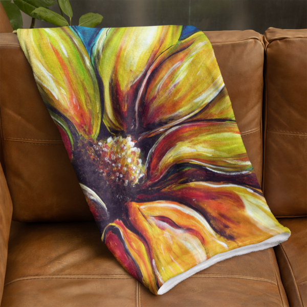 Vibrant Abstract Flower Plush Blanket - Image 2