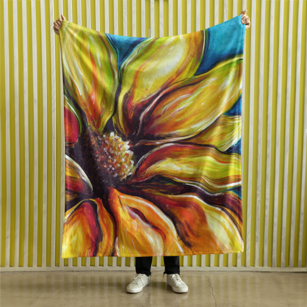 Vibrant Abstract Flower Plush Blanket - Image 3