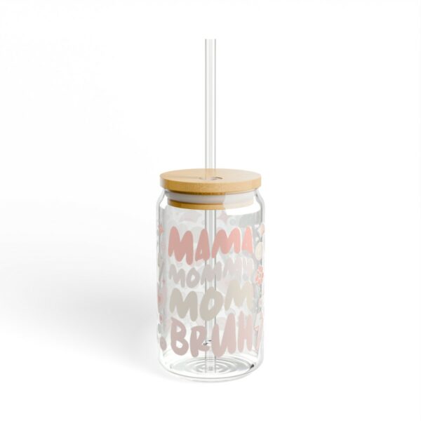 Mama, Mommy, Mom, Bruh Glass with Lid and Straw - Image 2