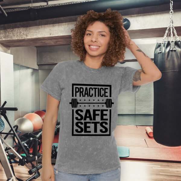 Practice Safe Sets Workout Mineral Wash T-Shirt - Image 2